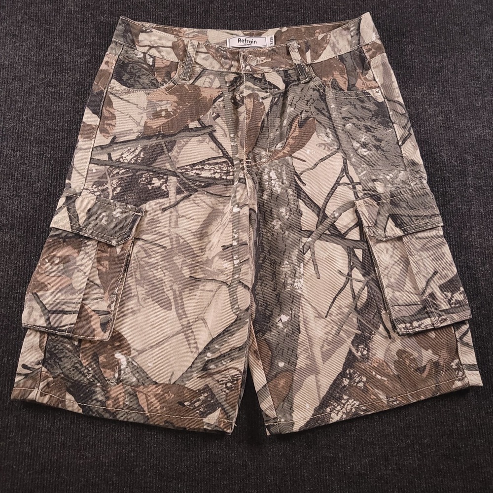 Refrain Women‎ Cargo Shorts Size 3 26 Camo Utility Casual